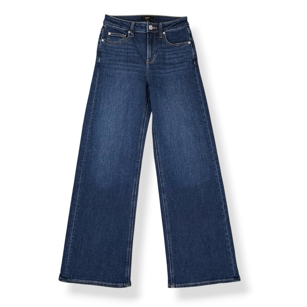 Quince Jeans Women 26 (26x29.5) Blue Bella Stretch Wide Leg Denim Dark Wash